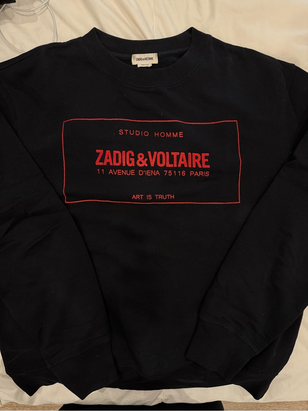 Zadig & Voltaire Black Crewneck with Red Logo Box Graphic